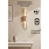 Sdlight Rose Renk Pilli ve Elektrikli Modern Lüks Duvar Aplik Simetri