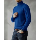 Sdnyazo Premium Erkek Kaşmir Ve Yünlü Açık Lacivert Tam Balıkçı Yaka Slim Fit Triko Kazak - Mavi - Lacivert