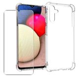 SDTEK Samsung Galaxy A04s ile Uyumlu Kılıf, Yumuşak Jel Şeffaf Kapak [Hava Yastığı Köşeleri] + Temperli Cam Ekran Koruyucu