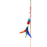 Sdy Pet Ahşap Saplı Renkli Parlak Ponponlu ve Tüylü Oyuncak Kedi Oltası - 50 cm