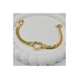 SE Jewellery Altın Kaplama Kararmaz Çelik Kalp Takı Aksesuar Kadın 23 Cm Bileklik-aynı Gün Kargo