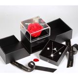 Se-Promo Romantik Kırmızı Gül Içinde Mücevher Kutusu-Yüzük Takı Kutusu-Nişan-Evlilik Hediye-Sevgililer Günü - Siyah