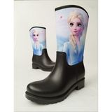 Sea & Blue Shoes Elsa Frozen Baskılı Siyah Su Geçirmeyen Kız Çocuk Yağmur Çizmesi - Siyah - Siyah