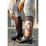 Sea & Blue Shoes Kahve Köpek Baskılı Kadın Yağmur Çizmesi - Siyah