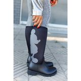 Sea & Blue Shoes Mickey Mouse Silüet Baskılı Kadın Yağmur Çizmesi - Siyah