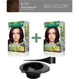 Sea Color 2'li Natural Effect Set Boya Amonyaksız 5.77 Sıcak Çikolata, Boya Tası ve Fırça Hediye!