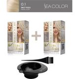 Sea Color 2'li Paket Home Colorist Set Saç Boyası 0.1 Inci Tozu, Boya Tası ve Fırça Hediye! - 0.1 İnci Tozu