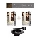 Sea Color 2'Li Paket Home Colorist Set Saç Boyası 6.7 Kakao Kumral, Boya Tası Ve Fırça Hediye!