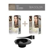 Sea Color 2'li Paket Home Colorist Set Saç Boyası 8.1 İnci Kumral, Boya Tası ve Fırça Hediye!