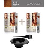 Sea Color 2'Li Paket Home Colorist Set Saç Boyası 8.45 Günbatımı, Boya Tası Ve Fırça Hediye!