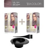 Sea Color 2'Li Paket Home Colorist Set Saç Boyası Ul-V+ Soft Viyole, Boya Tası Ve Fırça Hediye!