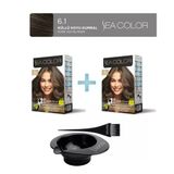 Sea Color 2'Li Paket Set Saç 6.1 Küllü Koyu Kumral, Boya Tası Ve Fırça Hediye!
