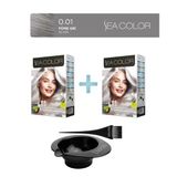 Sea Color 2'Li Paket Set Saç Boyası 0.01 Füme Gri, Boya Tası Ve Fırça Hediye!