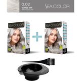 Sea Color 2'Li Paket Set Saç Boyası 0.02 Gümüş Gri, Boya Tası Ve Fırça Hediye!