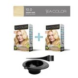 Sea Color 2'Li Paket Set Saç Boyası 10.0 Sedef Sarı, Boya Tası Ve Fırça Hediye!