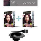 Sea Color 2'li Paket Set Saç Boyası 3.66 Patlıcan Moru, Boya Tası ve Fırça Hediye!