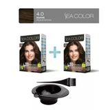 Sea Color 2'Li Paket Set Saç Boyası 4.0 Kahve, Boya Tası Ve Fırça Hediye!