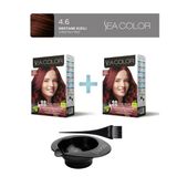 Sea Color 2'Li Paket Set Saç Boyası 4.6 Kestane Kızılı, Boya Tası Ve Fırça Hediye!