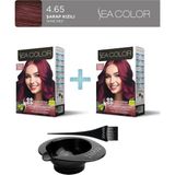 Sea Color 2'li Paket Set Saç Boyası 4.65 Şarap Kızılı, Boya Tası ve Fırça Hediye!