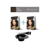 Sea Color 2'li Paket Set Saç Boyası 5.0 Açık Kahve, Boya Tası ve Fırça Hediye!