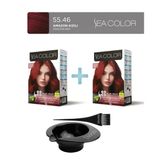 Sea Color 2'Li Paket Set Saç Boyası 55.46 Amazon Kızılı, Boya Tası Ve Fırça Hediye!