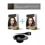 Sea Color 2'Li Paket Set Saç Boyası 6.11 Yoğun Küllü Koyu Kumral, Boya Tası Ve Fırça Hediye!