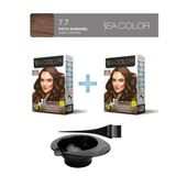 Sea Color 2'Li Paket Set Saç Boyası 7.7 Koyu Karamel, Boya Tası Ve Fırça Hediye!