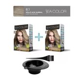 Sea Color 2'Li Paket Set Saç Boyası 8.1 Küllü Açık Kumral, Boya Tası Ve Fırça Hediye!