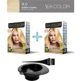 Sea Color 2'Li Paket Set Saç Boyası 9.0 Buğday Sarısı, Boya Tası Ve Fırça Hediye!