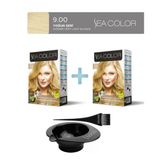 Sea Color 2'Li Paket Set Saç Boyası 9.00 Yoğun Sarı, , Boya Tası Ve Fırça Hediye!