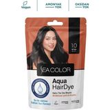 Sea Color Aqua Hair Dye Vegan & Amonyaksız Su İle Aktive Edilen Kalıcı Saç Boyası Toz 1.0 Siyah