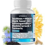 Sea Moss + Maca + Black Seed Oil + Ashw. Bladderwrack + Turmeric 60 Kapsül - aromasız
