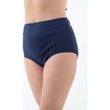 Sea Queen Kadın Büyük Beden Yüksek Bel Toparlayıcı Likralı Kumaş Bikini Altı - Lacivert - 36