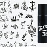 Sea Vibes City Pack Dövme Şablon Seti ve Siyah Sprey