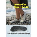 Sea&Blue Anne-Kız(24-42)Gold Desenli Kaymaz Tabanlı Deniz Ayakkabısı - Esnek Plaj ve Havuz Ayakkabısı - Deniz Patiği