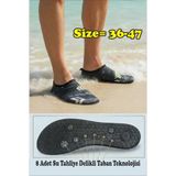 Sea&Blue Beyaz Desenli Kaymaz Tabanlı Deniz Ayakkabısı - Esnek Plaj ve Havuz Ayakkabısı - Deniz Patiği