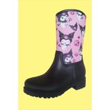 Sea&Blue Kuromi Baskılı Su Geçirmeyen Pembe Siyah Kız Çocuk Yağmur Çizmesi