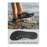 Sea&Blue Siyah Sarı Desenli Kaymaz Tabanlı Deniz Ayakkabısı - Esnek Plaj ve Havuz Ayakkabısı - Deniz Patiği