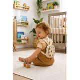 sealy kids Thernia Kız Bebek Çiçek Desenli Salopet Elbise ve Fırfırlı Kısa Kollu Bluz Takımı Kahverengi Çantalı - 3 Yaş