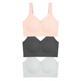 Seamless Bra - Elvora | Lazer Kesim Rib Dokulu Tül Detaylı Balensiz Kadın Sütyen 3'lü Paket-2