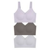 Seamless Bra - Elvora | Lazer Kesim Rib Dokulu Tül Detaylı Balensiz Kadın Sütyen 3'lü Paket