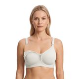 Seamless Bra - Nuvia |Krem Lazer Kesim Klipsli Önden Açılabilir Rib Dokulu Dikişsiz Emzirme Sütyeni