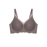 Seamless Bra - Touch | Kahverengi Lazer Kesim Dikişsiz Tül ve Dalga Detaylı Balensiz Kadın Sütyen