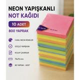 Searock 75X75 Yapışkanlı Postit Not Kağıdı Blok 80 Yaprak Karışık Renkler 10 Adet