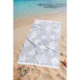 Seashell |%100 Pamuk Saçaklı Plaj Havlusu | 80x150 cm (Gri) Gri