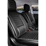 seat Ibiza Eski ile Uyumlu Lüx Deri Oto Koltuk Kılıfı Ön Arka Takım Saturn Siyah Beyaz - Siyah - Beyaz