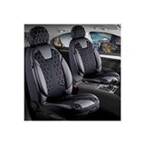 Seat İbiza ESKİ Lüx Deri Detaylı Oto Koltuk Kılıfı Ön Arka Takım Cyrus SİYAH BEYAZ
