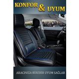 Seat İbiza ESKİ Lüx Deri Oto Koltuk Kılıfı Ön Arka Takım Set Safir Serisi SİYAH MAVİ