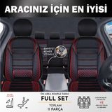 Seat Ibiza Eski Uyumlu Yarı Deri Oto Koltuk Kılıfı Ön/arka 5 Li Set Norm Siyah-Kırmızı - Siyah - Kırmızı