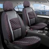 seat Ibiza Yeni Uyumlu Lüx Yarı Deri Oto Koltuk Kılıfı Ön Arka Takım Alpine Siyah Kırmızı - Siyah - Kırmızı